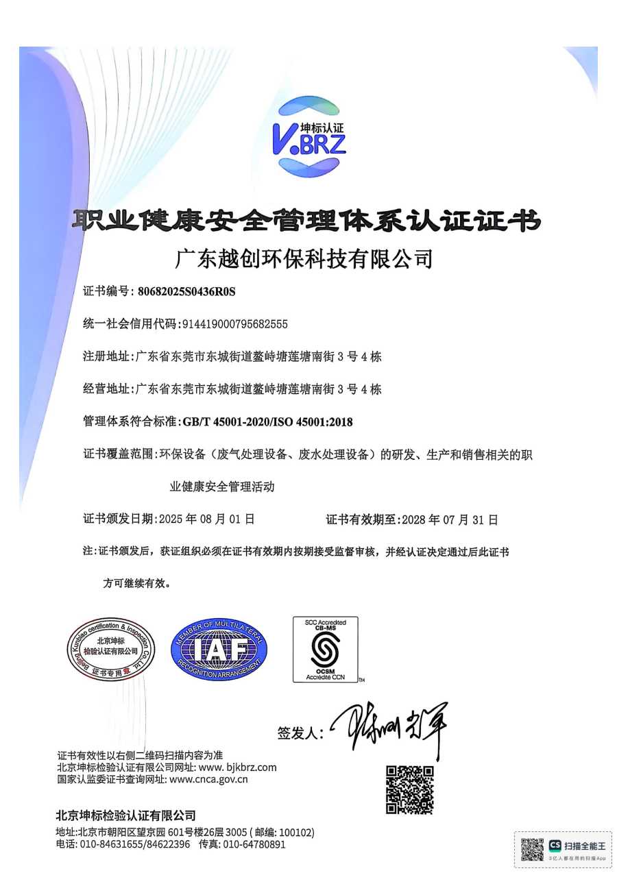 ISO健康管理体系认证证书