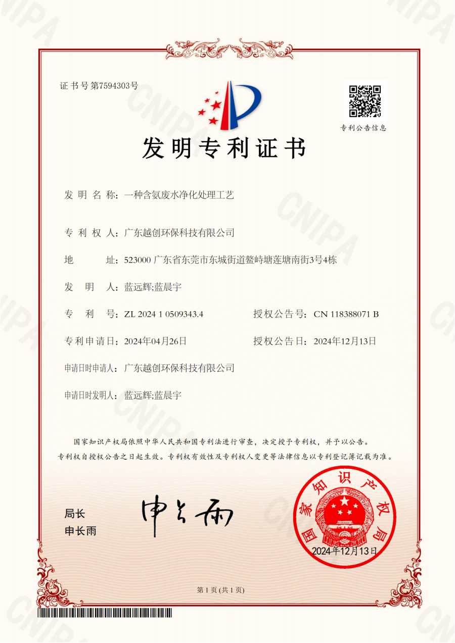 一种含氨废水净化处理工艺_